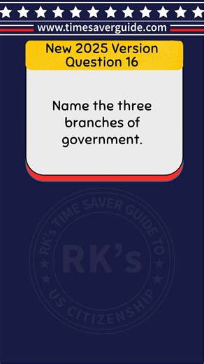 *BOOK* - RK's US Citizenship Test Study Guide 2025 : https://amzn.to/4nnOSeN US Citizenship Civics Test 2025 Question 16 USCIS has revised the civics section of the U.S. citizenship test. The new civics test is called the “2025 version of the civics test”. #civicstest #128civicsquestions #uscitizenshiptest #uscisinterview #uscitizenshiptest #civicstest2025 #civicstestprep #uscisinterview #uscis #uscitizenshiptest #uscitizen | R.K's Time Saver Guide to U.S Citizenship Test
