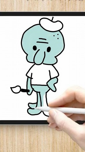 Dibujo Fácil de Calamardo 🦑 | Aprende a Dibujar Bob Esponja Paso a Paso | Burrikiki