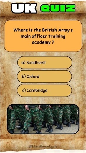 🎖️ UK Military Quiz! Where Do British |Army Officers Train? 🇬🇧 #Shorts #armyforce #quiz #quiztime