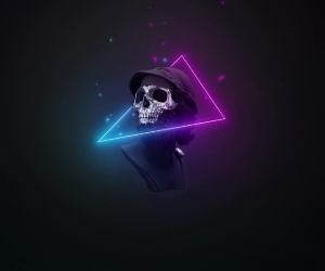 Neon Embers Skull Live Wallpaper
