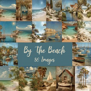 Coastal Clipart Backgrounds: 86 Beach & Ocean Digital Scenes - Etsy