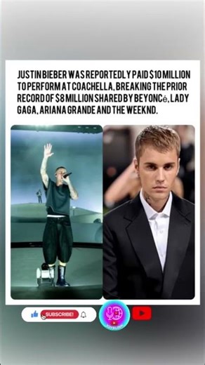 💰 💰 JUSTIN BIEBER BREAKS COACHELLA RECORD #shorts #trending #news #viral #realtalk #fyp