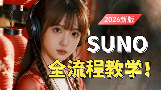 【2026最新版suno全流程教学】B站强推！免费中文版《全12集完整教程！从零基础入门到精通，包含编曲、写词、作曲》