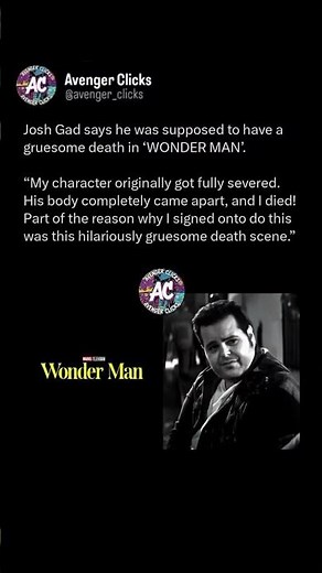 Josh Gad reveals his shockingly gruesome death in Wonder Man! 🤯🩸 #WonderMan #JoshGad #Marvel #Shorts