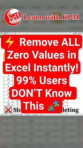 ⚡ Remove ALL Zero Values in Excel Instantly! 99% Users DON’T Know This 🧩 #shorts #excel