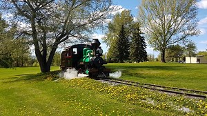 Watch a tiny, century-old steam engine roll through a B.C. park