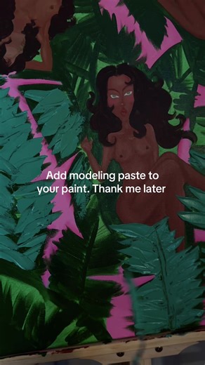 Modeling paste is my little trick for adding texture to my paintings. Mixes so well into the paint and doesn’t affect your color much. Such a game changer #artist #artisttips #arttok #femaleartist #artwork