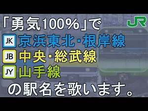 「勇気100%」でJR京浜東北線、中央・総武線、山手線の駅名を歌います。（Ver.2019）【駅名記憶】【駅名ソング】