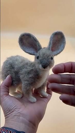 Adorable Needle Felted Bunny 🐇 | Long-Eared Wool Rabbit Sculpture #Shorts