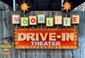 Theater Sign, Neon Signs, Custom Signs, Marquee Signs, Theater Neon Sign, Business Sign, Moon Lite Drive in Sign, Neon Vintage Style Signs - Etsy