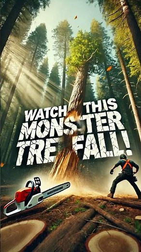 Felling A Giant Redwood #wood #nature #tree #shortfeed #chainsaw #naturedocumentary #ytshorts #yt