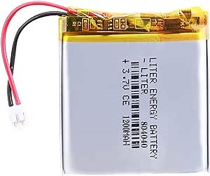 Liter 3.7V 1200mAh 804040 Lipo Battery Rechargeable Lithium Polymer ion Battery Pack with JST 2.0mm Connector