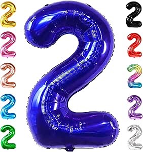 KatchOn, Giant, Royal Blue 2 Balloon - 40 Inch | Royal Blue Number Balloons 2 | Baby Shark Balloons 2nd Birthday Decorations for Boys | 2 Year Old Balloons for 2 Year Old Birthday Decorations Boy