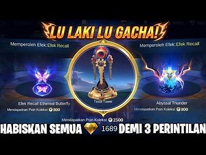 HABISKAN 1.689 DIAMOND KUNING BUAT GACHA RECALL KAKEK ZEUS, BUTTERFLY & TESLA TOWER - MOBILE LEGENDS