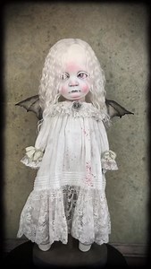 SOLD OUT. Handmade vampire art doll Babette will be available for adoption on Saturday October 25 at 4:00PM CDT at https://www.darkalleydolls.com/shop-1 #darkalleydolls #artdoll #gothicartdoll #gothicdolls #dollartist #veronikalozovaya #creepydolls #dollmaker #vampiredoll | Dark Alley Dolls