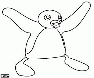 Pingu happy with wings open coloring page printable game