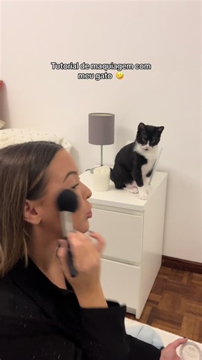 Tutorial de maquiagem com meu gato divertido