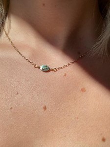 Abalone Pendant Necklace: Gold Paperclip Chain, Minimalist Jewelry - Etsy
