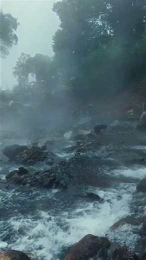 Natural Hot spring from mountain #asmr #relaxing