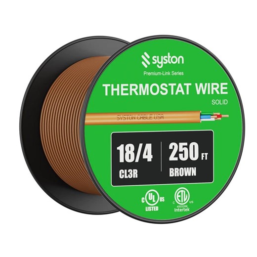 Check The Home Depot's Q&A Before Buying: Syston Cable Technology 250 ft. 18/4 Brown Solid Bare Copper CMR/CL3R Thermostat Wire