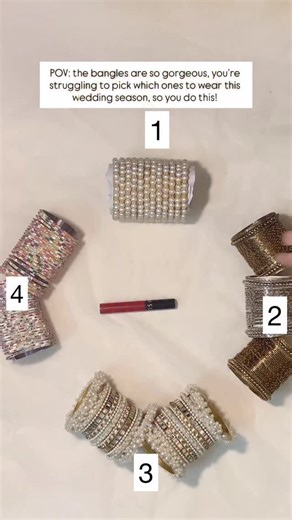 when your bangles are so stunning that choosing one for the wedding feels like the hardest decision ever! neha bangles - mota moti bangles - moti rani sets - viral bangles - chooriyan - chand set - sooraj bangles set - nayab bangles set - mystree store - wedding bangles desi | Mystree