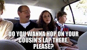 Do you wanna hop on your cousin's lap there, please?