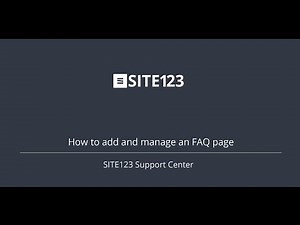 SITE123 - How to add and manage an FAQ page