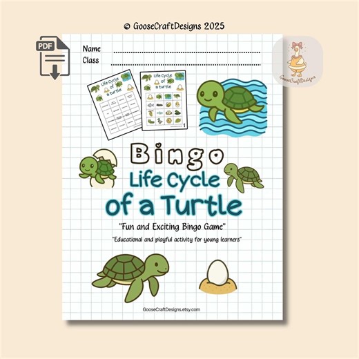 Bingo Life Cycle of a Turtle 2 Versions | Educational Game for Kids | Science Classroom Activity - Etsy