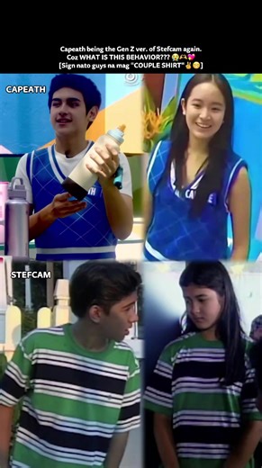 𝗠𝗶𝗹𝗹𝗲𝗻𝗻𝗶𝗮𝗹 𝗹𝗼𝘃𝗲 𝘁𝗲𝗮𝗺 × 𝗚𝗲𝗻 𝗭 𝗹𝗼𝘃𝗲 𝘁𝗲𝗮𝗺 in one frame. Another proof na mala-𝗦𝘁𝗲𝗳𝗖𝗮𝗺 ang 𝗖𝗮𝗽𝗲𝗮𝘁𝗵! Pati sa “𝗖𝗼𝘂𝗽𝗹𝗲 𝗦𝗵𝗶𝗿𝘁𝘀,” kuhang-kuha talaga nila eh. 90's loveteam coded talaga sila eh🤧💖 #fyp #capricecayetano #heathjornales #stefcam #capeath