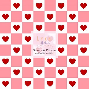 Gingham Heart Seamless Pattern, Pink Checkerboard Design, Wallpaper Fabric Print (digital Download) - Etsy