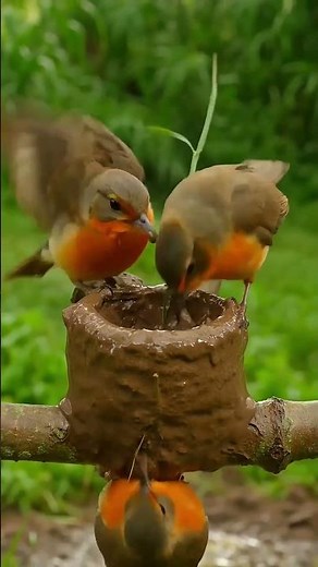 Robins Build Perfect Mud Cup Nest (Clean Timelapse)