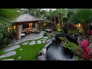 Stunning Tropical Backyard Patio Design with Water Features and Exotic Garden Vibes
