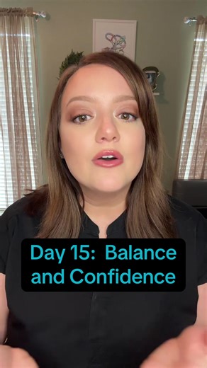 31 Days of Dizziness Wellness, Day 15: Balance and Confidence #dizziness #imbalance ABC Scale: rate each item based on how confident you are that you can complete it WITHOUT losing your balance where 100% is VERY confident and 0% is not at all confident. Average them out to a single score to see how confident you are with your balance. 1. Walking around the house 2. Walking up and down stairs 3. Picking up slippers/ something from the floor 4. Reaching at your eye level 5. Reaching while on your