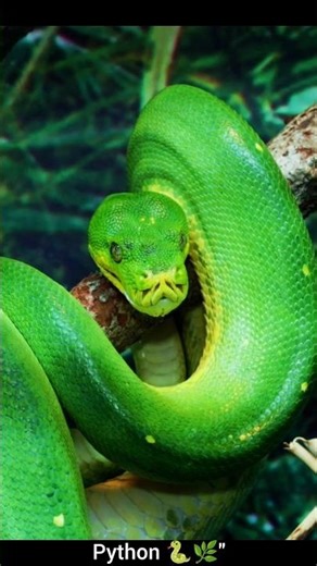“Green Python 🐍 | The Silent Hunter of the Rainforest 🌿”GreenPython #Wildlife #NatureShorts #Reptile