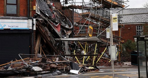 Oldham town centre building collapse aftermath
