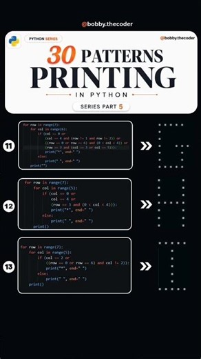 Python Pattern Printing Series 🐍 | Part 5 | Beginner to Pro | Easy Python Patterns #coding #python