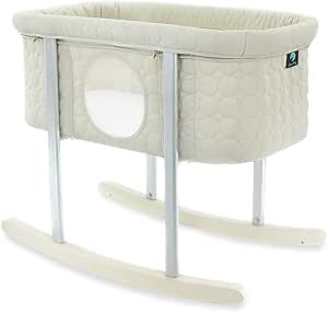 Green Frog Baby Bassinet Cradle Includes Gentle Rocking Feature, Great for Newborns and Infants Safe Mattress Includes Wheels for Easy Movement High End Washable Fabric Lightweight (Sand)