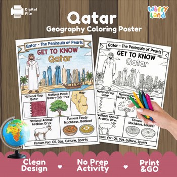 Qatar Geography Coloring Page | Middle East Country Study | Social Studies