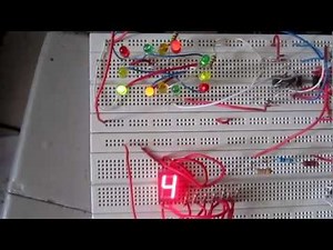 4-way traffic lights with seven-segment countdown timer (constructed in breadboard)