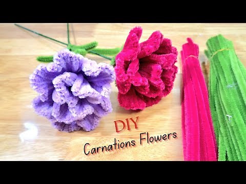 DIY | how to make pipe cleaner carnations flower - Easy chenille wire