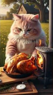 Can a Cat Really Cook Roast Chicken? You Won't Believe What Happens! #animation #cat