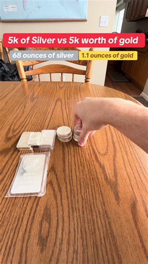 5grand of each metal, which are you taking? #gold #silver #money #fyp #coin