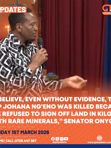 Senator Onyonka Accuses Killing of MP Johana Ng'eno