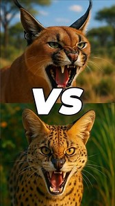Caracal 🐱 vs Serval 🐱- Cat Fight