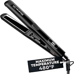 MQ Professional Hair Straightener - Pro 480 Velox Titanium Flat Iron - Brazilian Expertise - Fast Heating, Ergonomic Design – Ideal for Professional Use