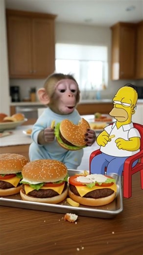 Tortik and Homer Simpson 🤪 #viral #monkey #simpsons