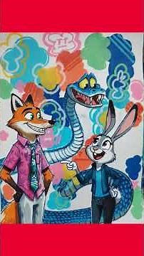 Zootopia Fan Art: Nick & Judy’s Colorful Adventure! 🤩🥰 #Zootopia #ArtTok #NickWilde #JudyHopps