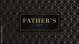 A stylish black and gold Father's Day sign on a black background. Prominently displayed, it's likely used to celebrate the holiday or promote related events/gifts