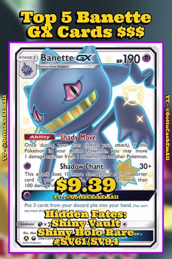 Top 5 MOST EXPENSIVE Banette GX Pokémon Cards #pokemon #pokemoncards #pokemontcg #pokémon #tcg #top5