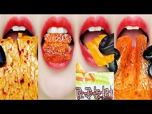 Spicy Chinese Food Mala Snack(latiao, konjac, enoki) 중국 간식 이모지 입술 먹방 Eating Sounds [ASMR MUKBANG]